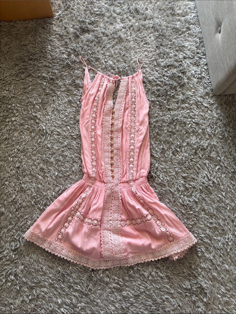 Melissa Odabash Chelsea crocheted lace-trimmed voile mini dress Pink Size XS